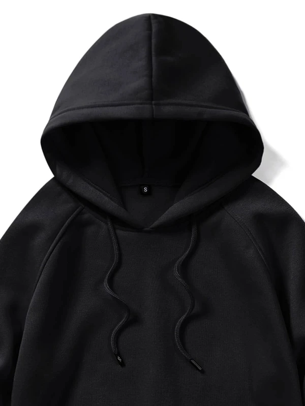 Custom Good Quality Polyester Black Plain Guys Solid Drawstring Kangaroo Pocket Hoodie Sport Gym Hoodies for Men