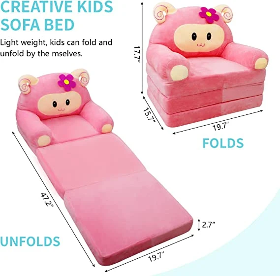 Children ′ S Sofa Backrest Armchair Bed with Pocket and Handle