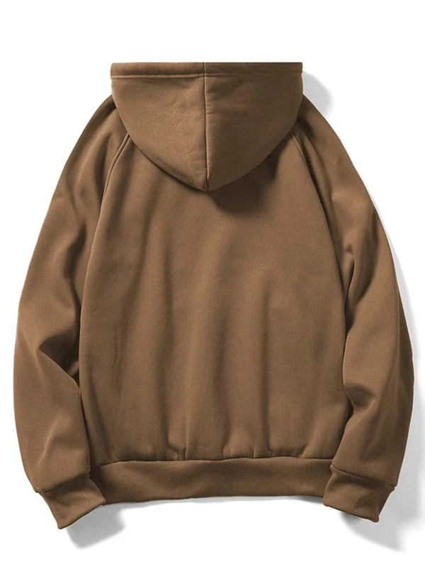 Custom Men′ S Clothing Fleece Casual Wear Hoody Coffee Brown Color Hoodies for Men Guys Solid Drawstring Kangaroo Pocket Hoodie