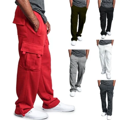 Herren-Cargohose, lässige Hose mit mehreren Taschen, Herren-Outwear, lockere, gerade Hose, lange Hose in Übergröße