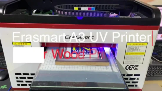 Erasmart A3 Kleiner Desktop-Visitenkarten-Plastiktüten-Acrylflaschen-Telefonhüllendruck, Tintenstrahldrucker mit kleinem Logo, Flachbett-UV-Drucker