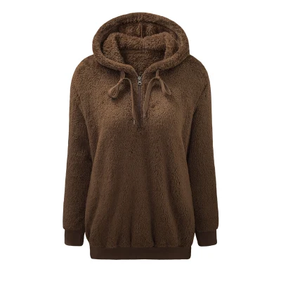 Frauen Samt Hoodues Warm Plüsch Tasche Straße Mit Kapuze Lose Mantel Damen Kleidung Hoodies Sweatshirts